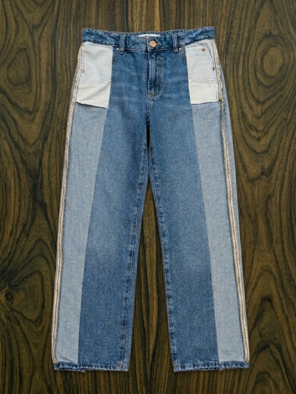 Garage Reworked Upcycled Inside-Out Wide Leg Jeans - Tailored Waist 15"